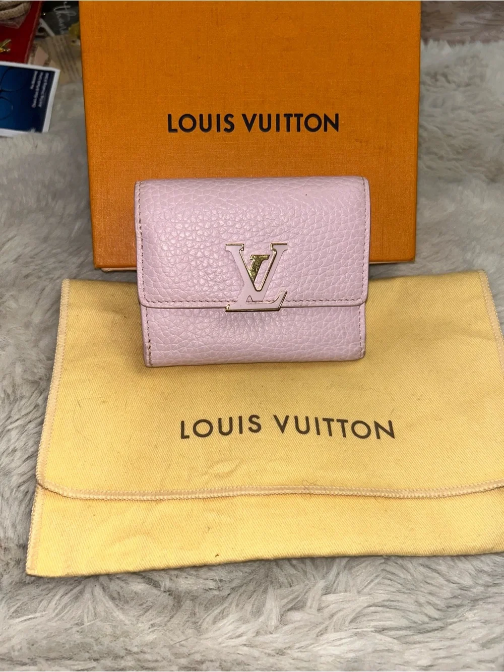 Louis Vuitton Capucines Limited Edition pink and red leather trifold wallet